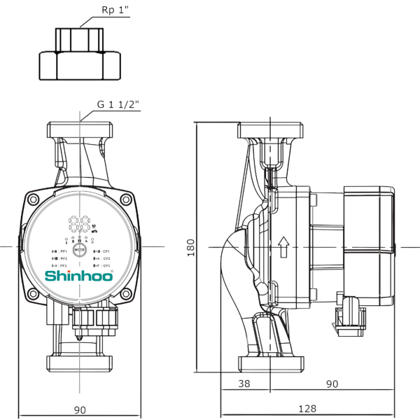 Энергоэффективный циркуляционный насос  (с «мокрым» ротором) MASTER S 25-7.5 180 1x230V Shinhoo